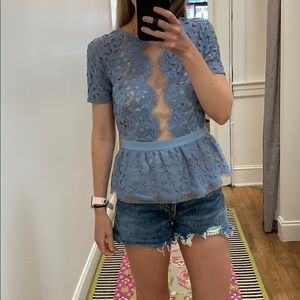 Bcbg lace blue top
